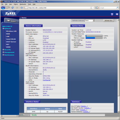 Настройка коммутатора ZyXEL NBG334W EE