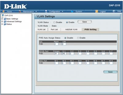 Настройка коммутатора D-Link DAP-2310