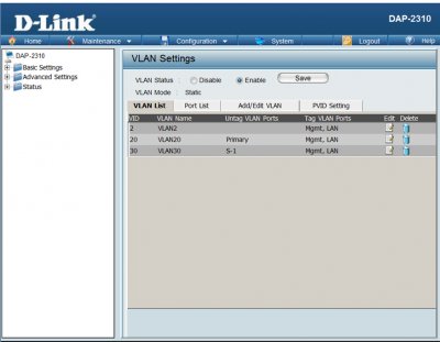 Настройка коммутатора D-Link DAP-2310