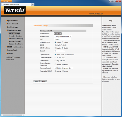 Настройка коммутатора Tenda W301A