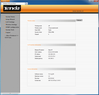Настройка коммутатора Tenda W301A